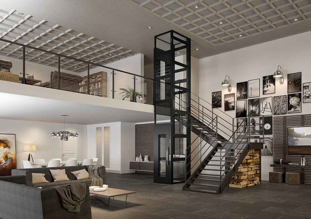 Cibes A4000 compact home lift in a private villa